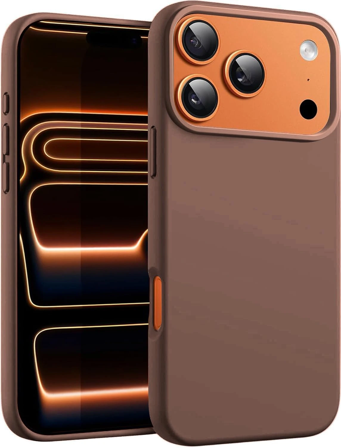 DIZORO Liquid Silicone Case for iPhone 17 Pro (2025) | 3-Layer Shockproof Soft Cover with Microfiber Lining – Brown | DoorSewa Nepal