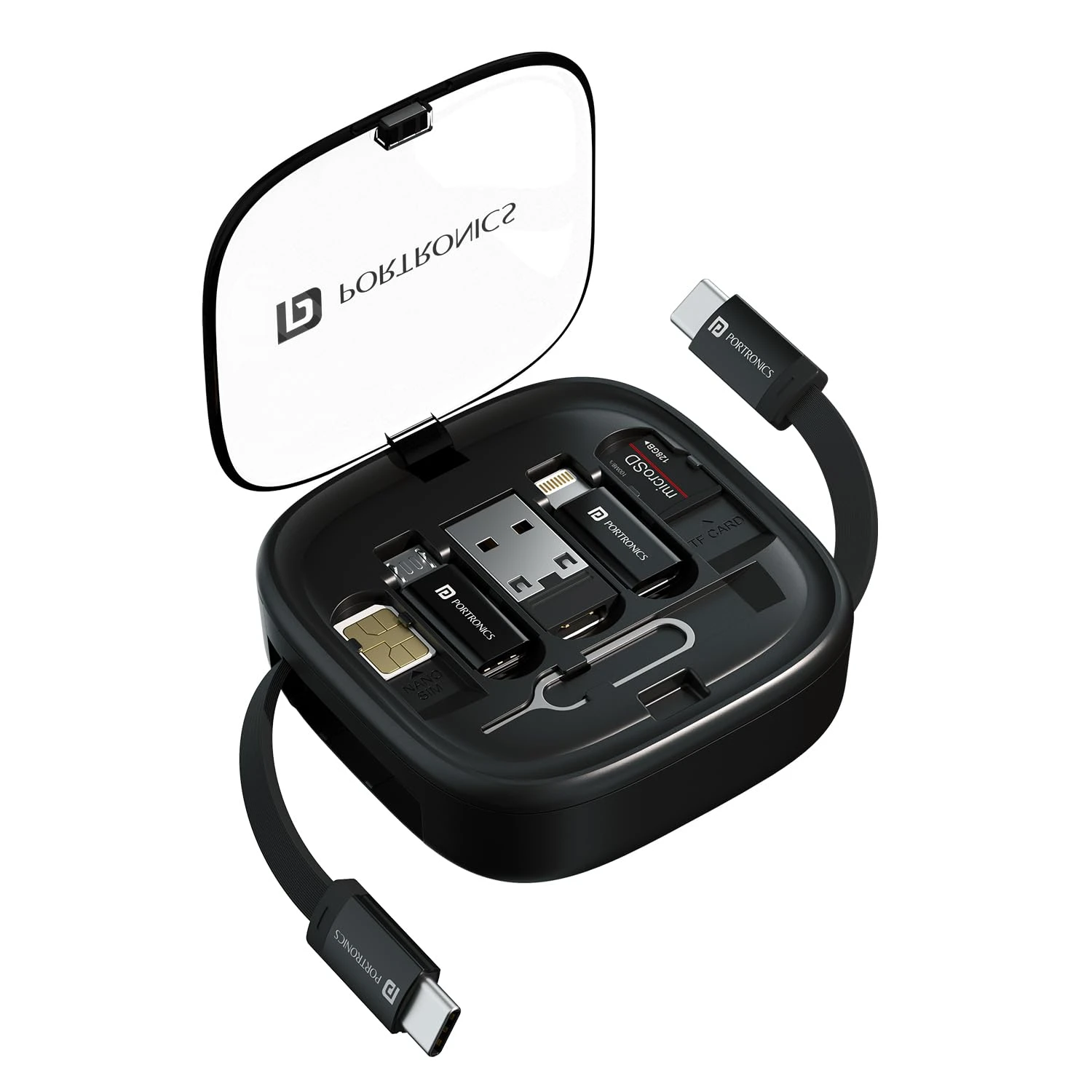 Portronics Snapcase 2 60W Fast Charging Data Cable Kit | Retractable Cable, USB-A & Type-C to Micro/Lightning | DoorSewa Nepal