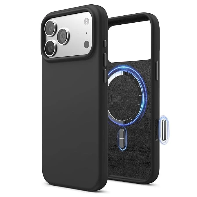 elago for iPhone 17 Pro Max Case, Premium Magnetic Silicone Case, Compatible with MagSafe, Liquid Silicone Material, Protective Cover, Shockproof, Slim Phone, 6.9 inch (Black)